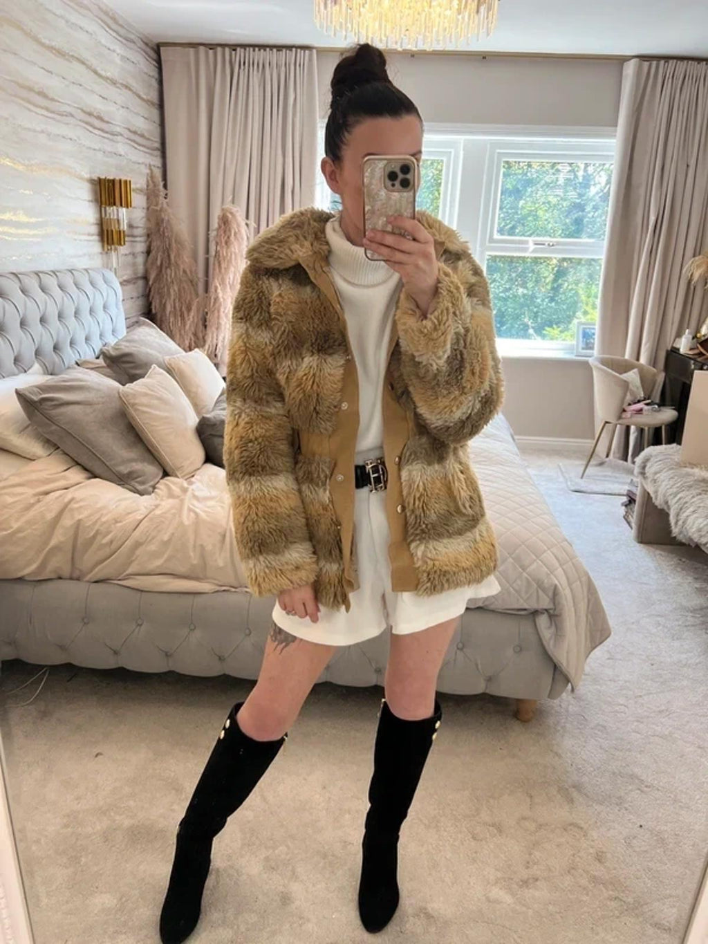 Vintage Brown Faux Fur Coat 10/12 🌸