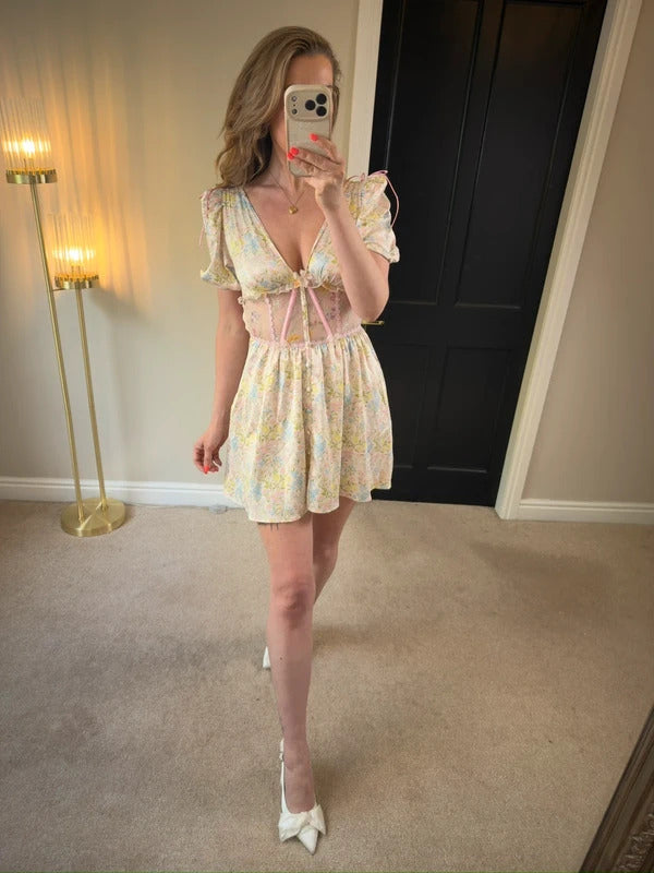 For Love & Lemons Glitter Garden Cap Sleeve Slip Dress XS