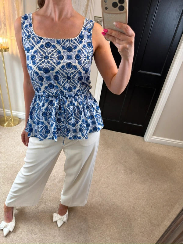 Joe Browns Blue & White Porcelain Blouse 6