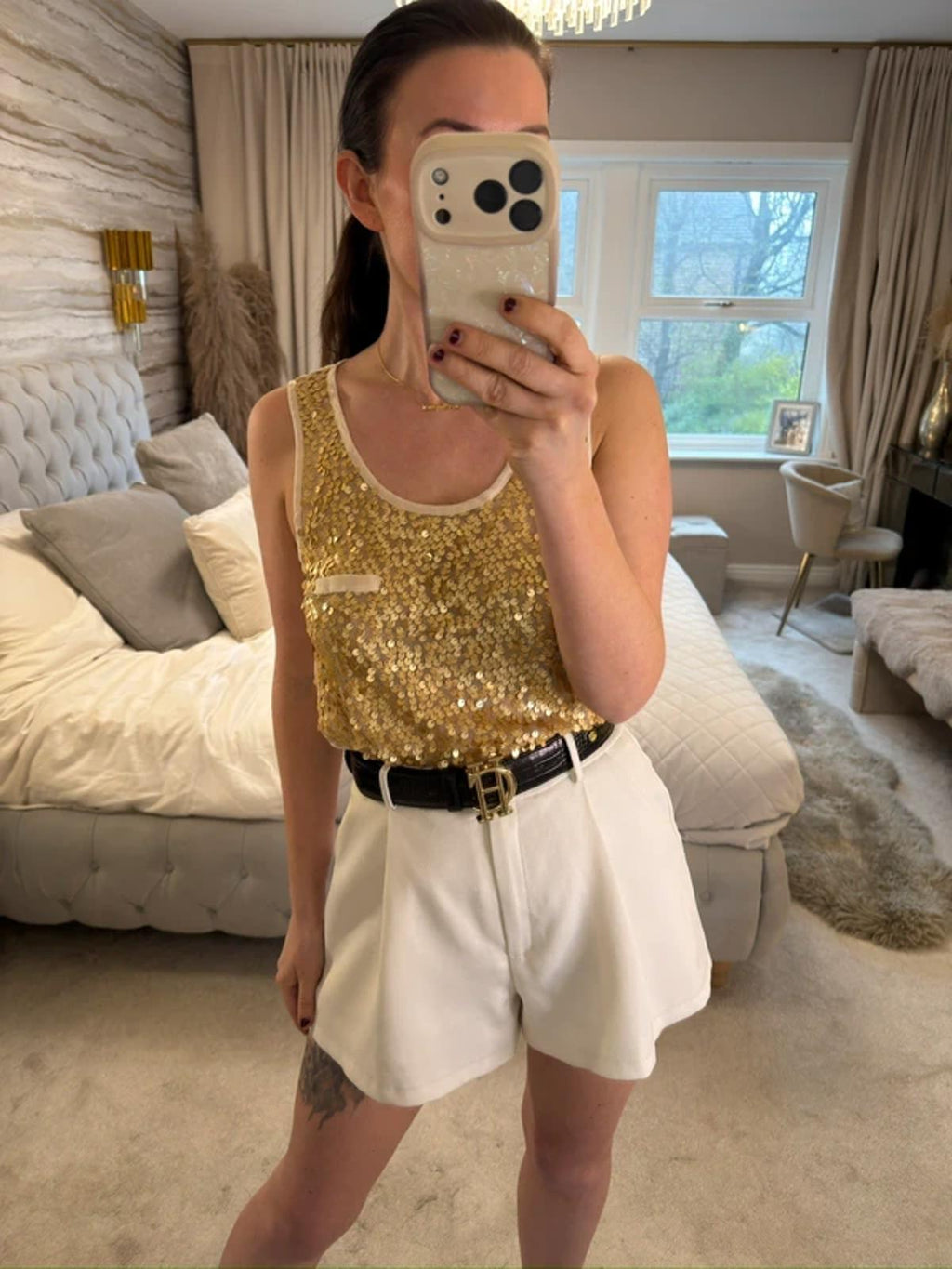 Cameo Rose Gold Sheer Blouse Small