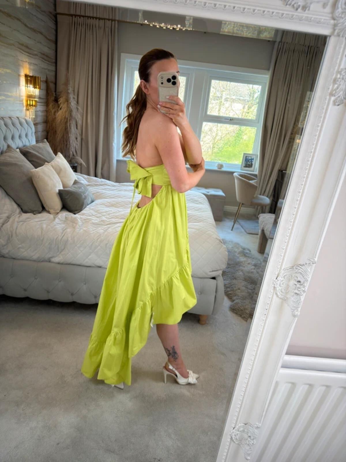 BNWT Asos Lime Green Strapless Dip Hem Dress 8