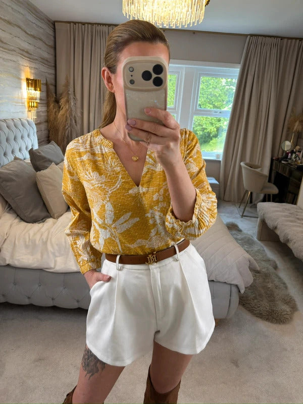 Next Mustard Yellow & White Floral Blouse 12