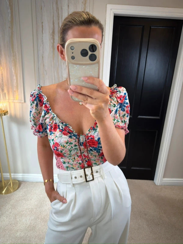 LoveShackFancy Bryant Rush of Red Silk Top 10