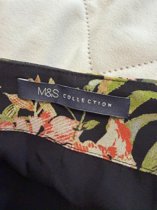 M&S Black Floral Tiered Maxi Skirt 10