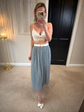 Zara Dusky Blue Pleated Culottes Medium