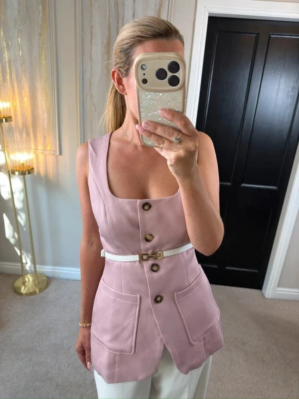 CrazyDizzy Pink Waistcoat / Top Large