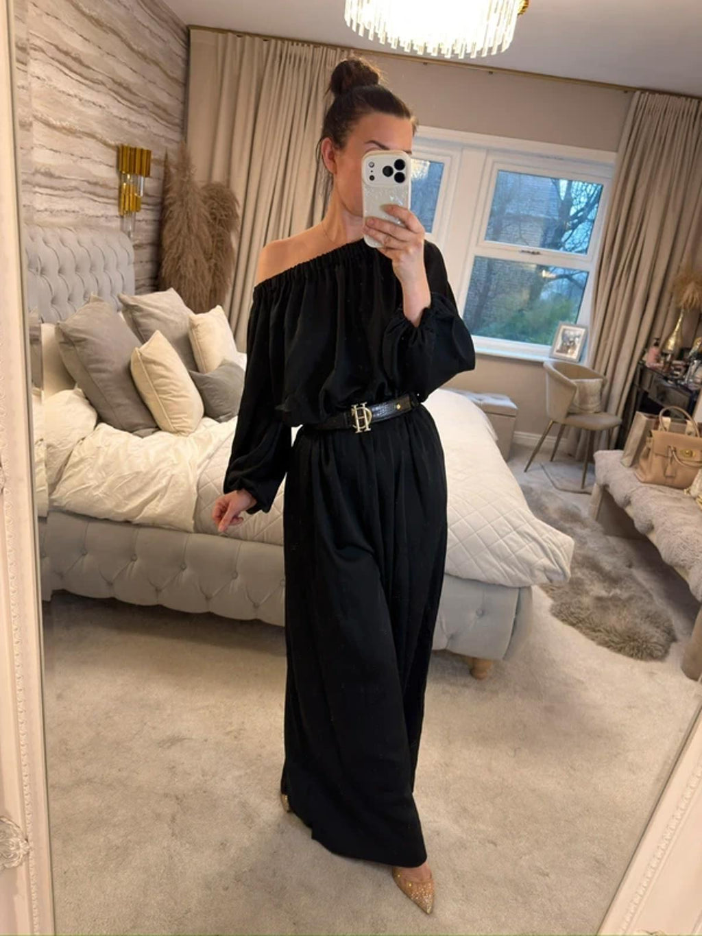 Kevan Jon Black Wide Leg Jumpsuit Small