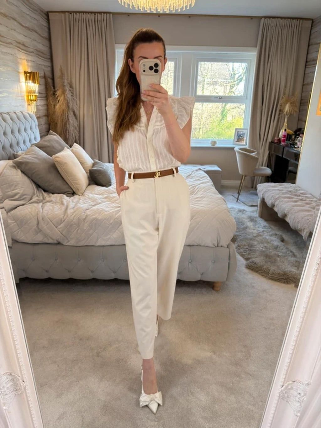 M&S Cream Boho Frill Blouse Petite 14