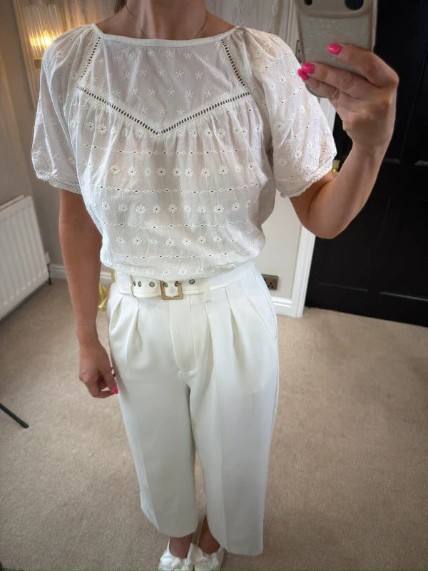 Next White Broderie Anglaise Puff Sleeve Top 12