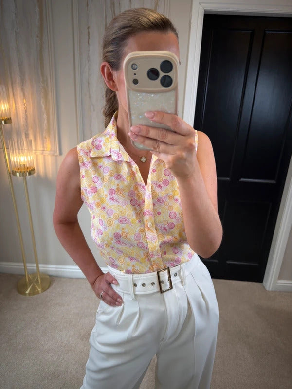Lands End Paisley Print Sleeveless Blouse 8