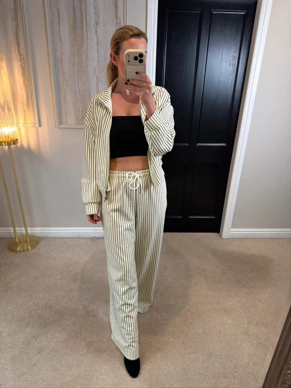 BNWT Love Laura Cream & Black Pinstripe Lounge Co Ord 12