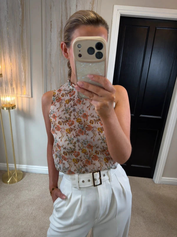 New Look Sheer Floral Frill Blouse 8