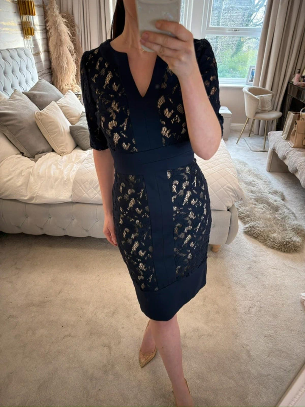 Phase Eight Navy Lace Dress 10