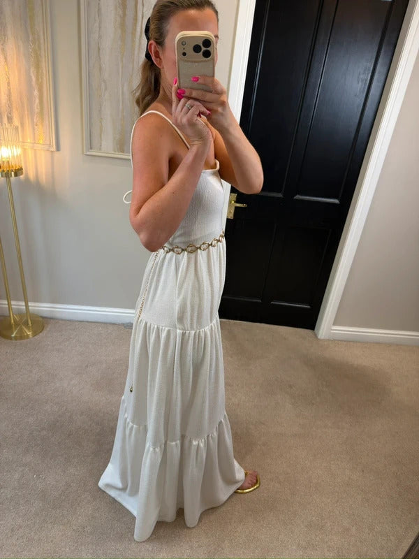 Nasty Gal White Open Back Maxi 10