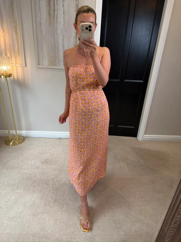 Anthropologie The Aliza Strapless Linen Maxi Dress Small