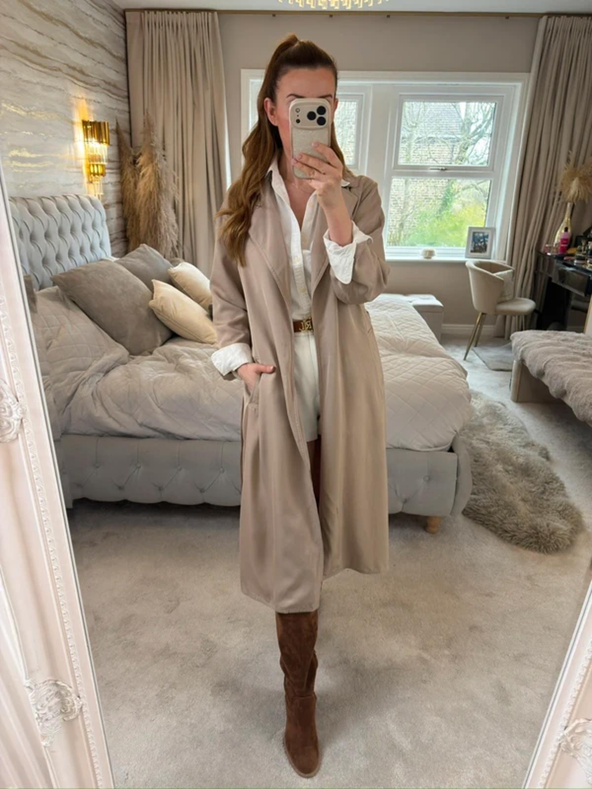 Zara Beige Belted Trench Coat XS