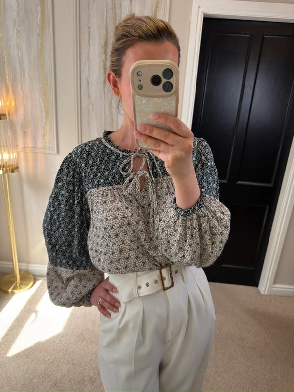 Per Una Cream & Navy Boho Blouse 12