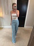 Zara Blue Wide Leg Trousers Size Medium