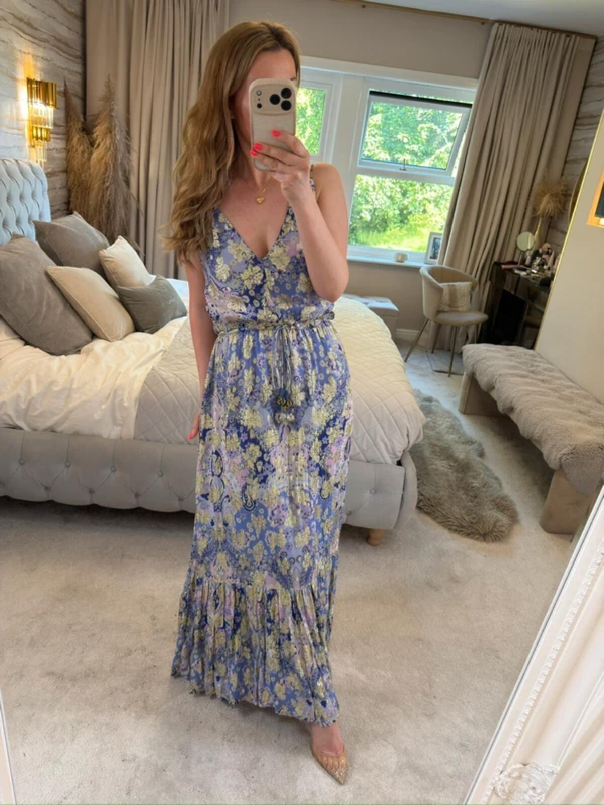 River Island Lilac & Gold Boho Tassel Maxi Dress 8
