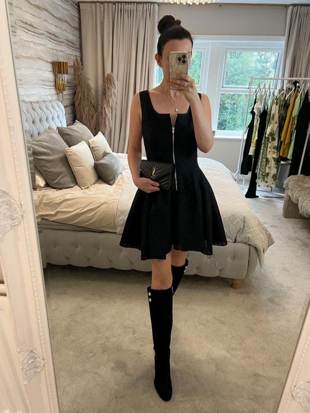 Maje Black Gulliver Mesh Fit and Flare Dress Size 2
