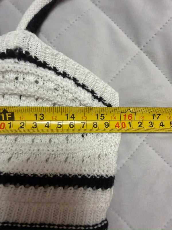 Boutique White & Black Crochet Midi Dress Small
