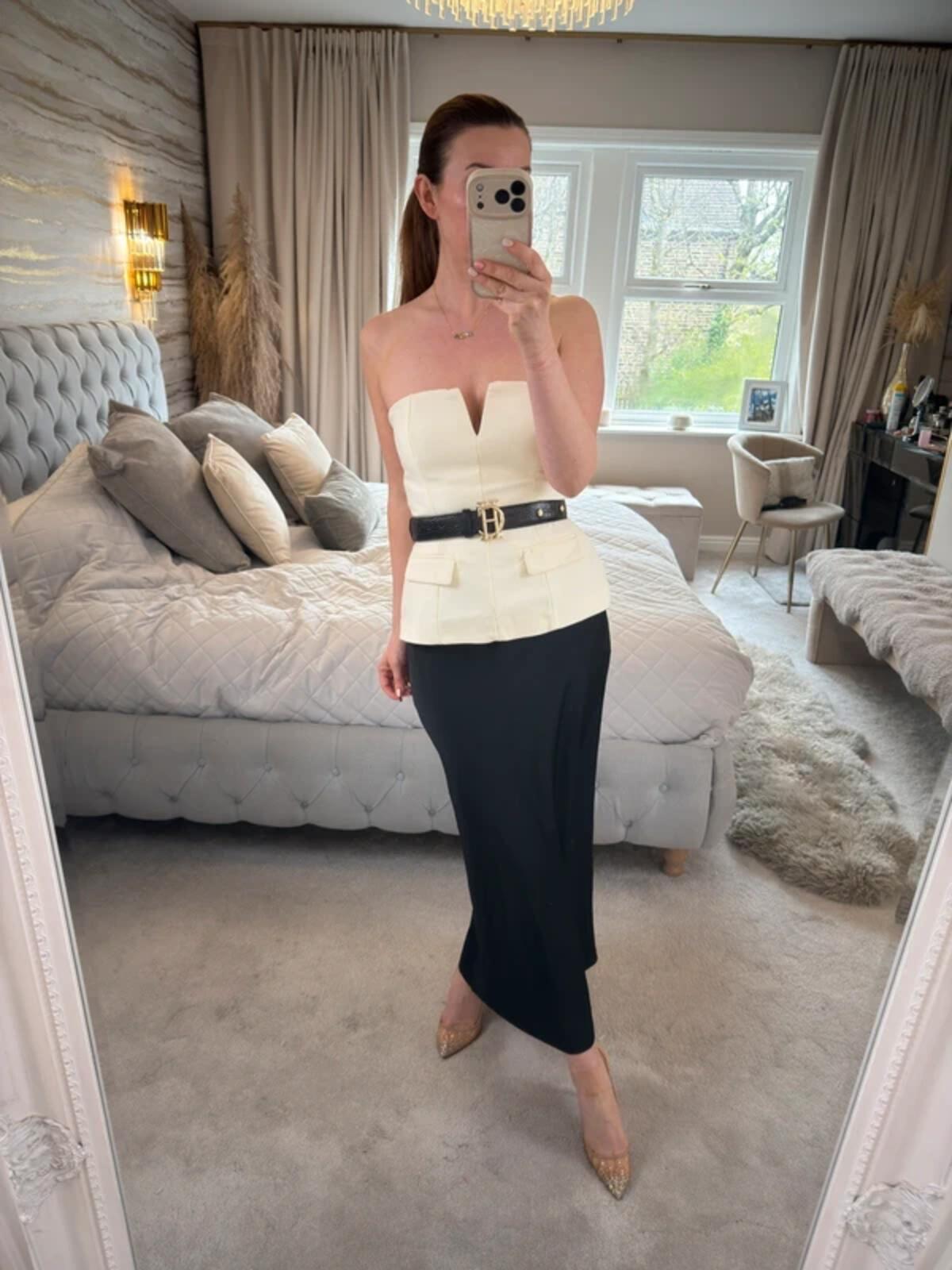 Zara Cream Strapless Top Small