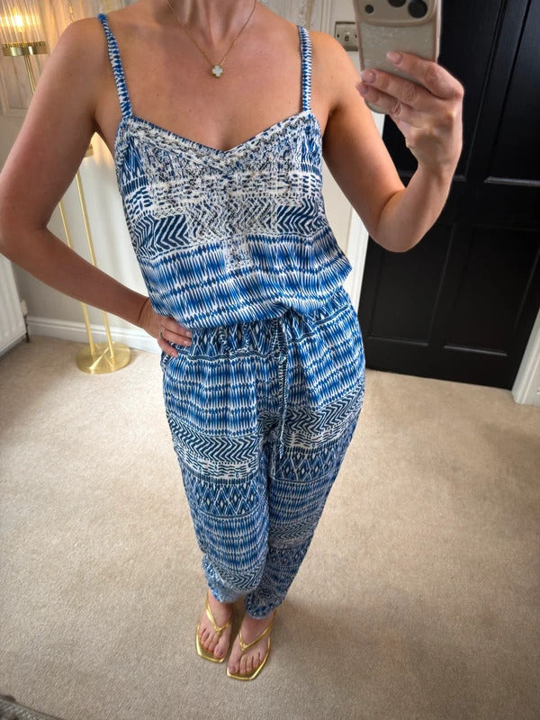 Monsoon Blue & White Embellished Jumpsuit 10