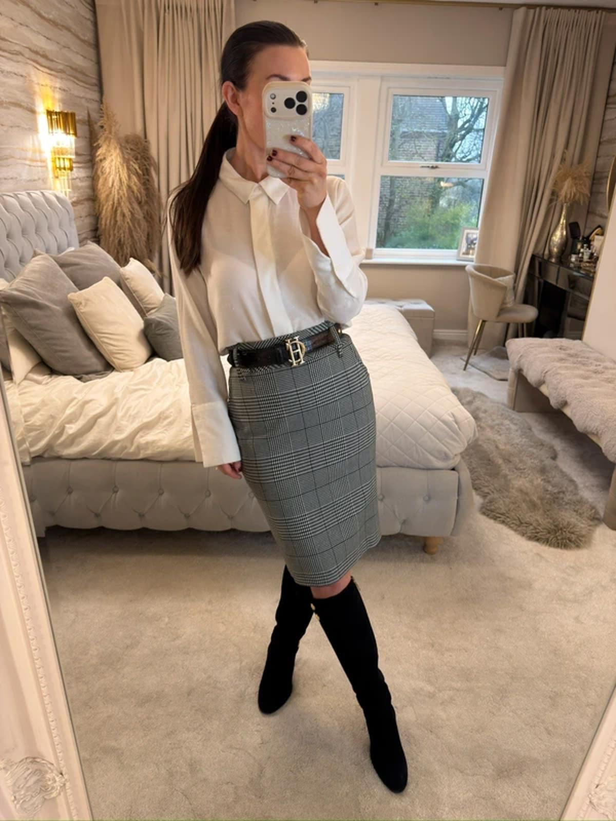 Amaranto Black & White Check Skirt 12