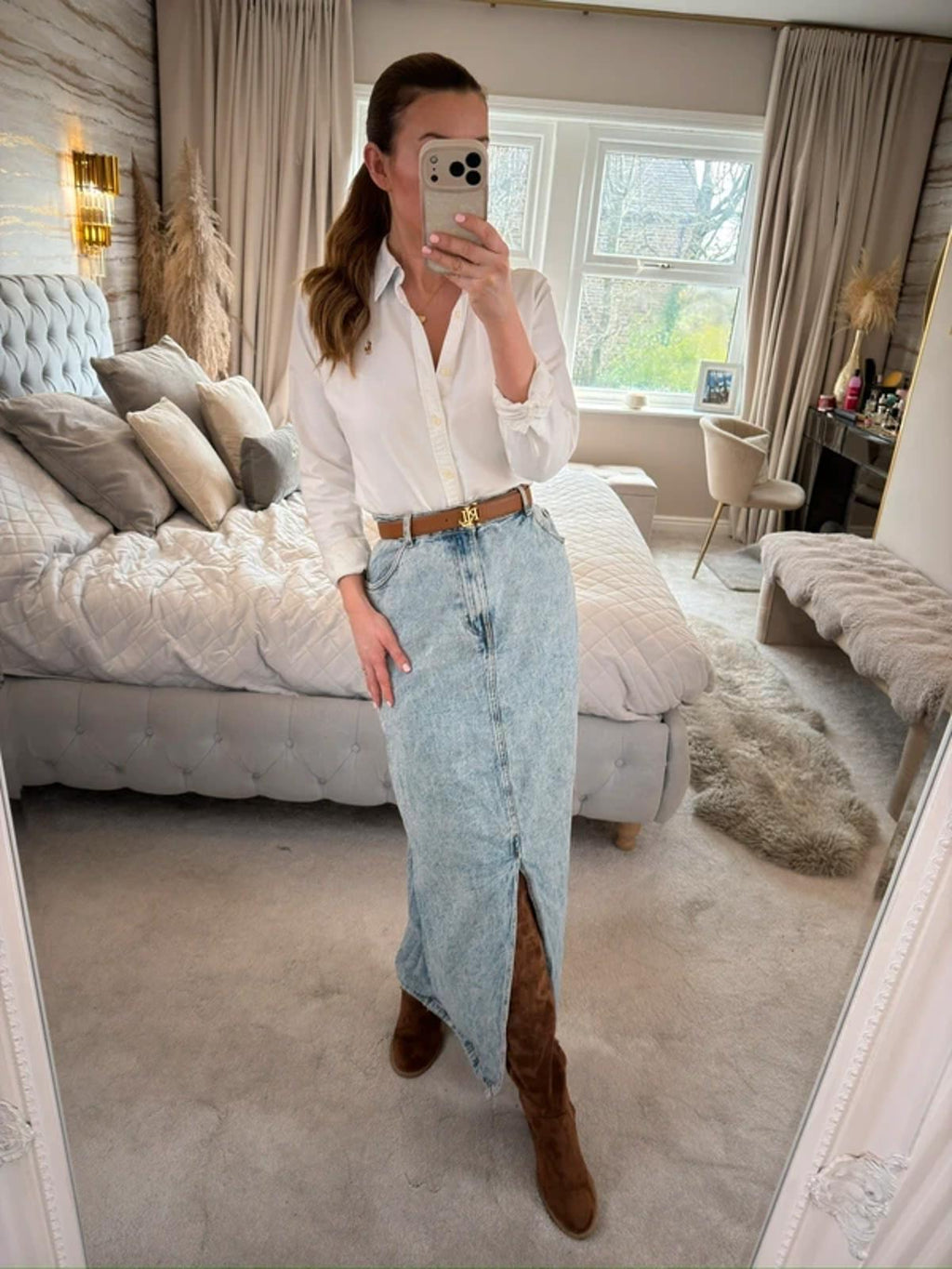 ASOS Light Denim Midaxi Skirt 18