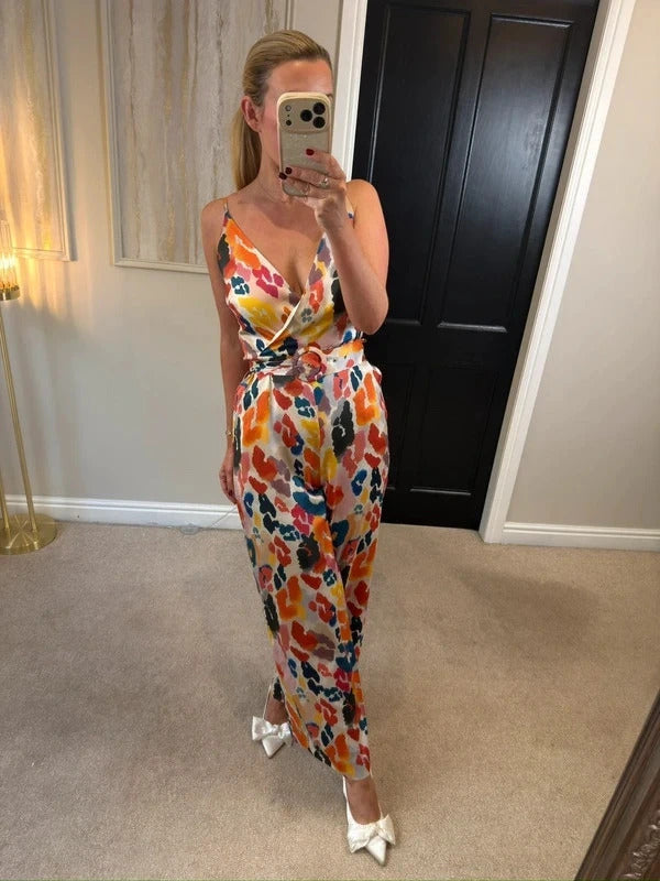 Monsoon Multicoloured Satin Wide Leg Jumpsuit 10