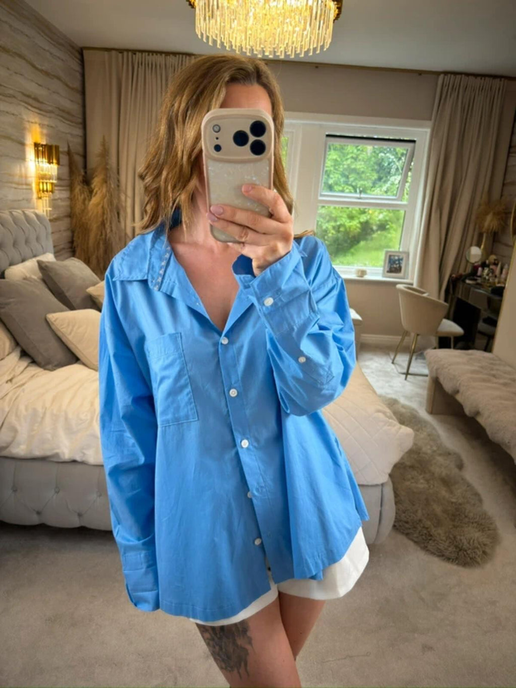 Self Blue Oversized Shirt 100% Cotton 14