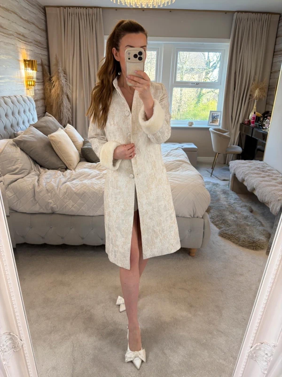 BNWT Lizabella Ivory & Gold Metallic Coat 10