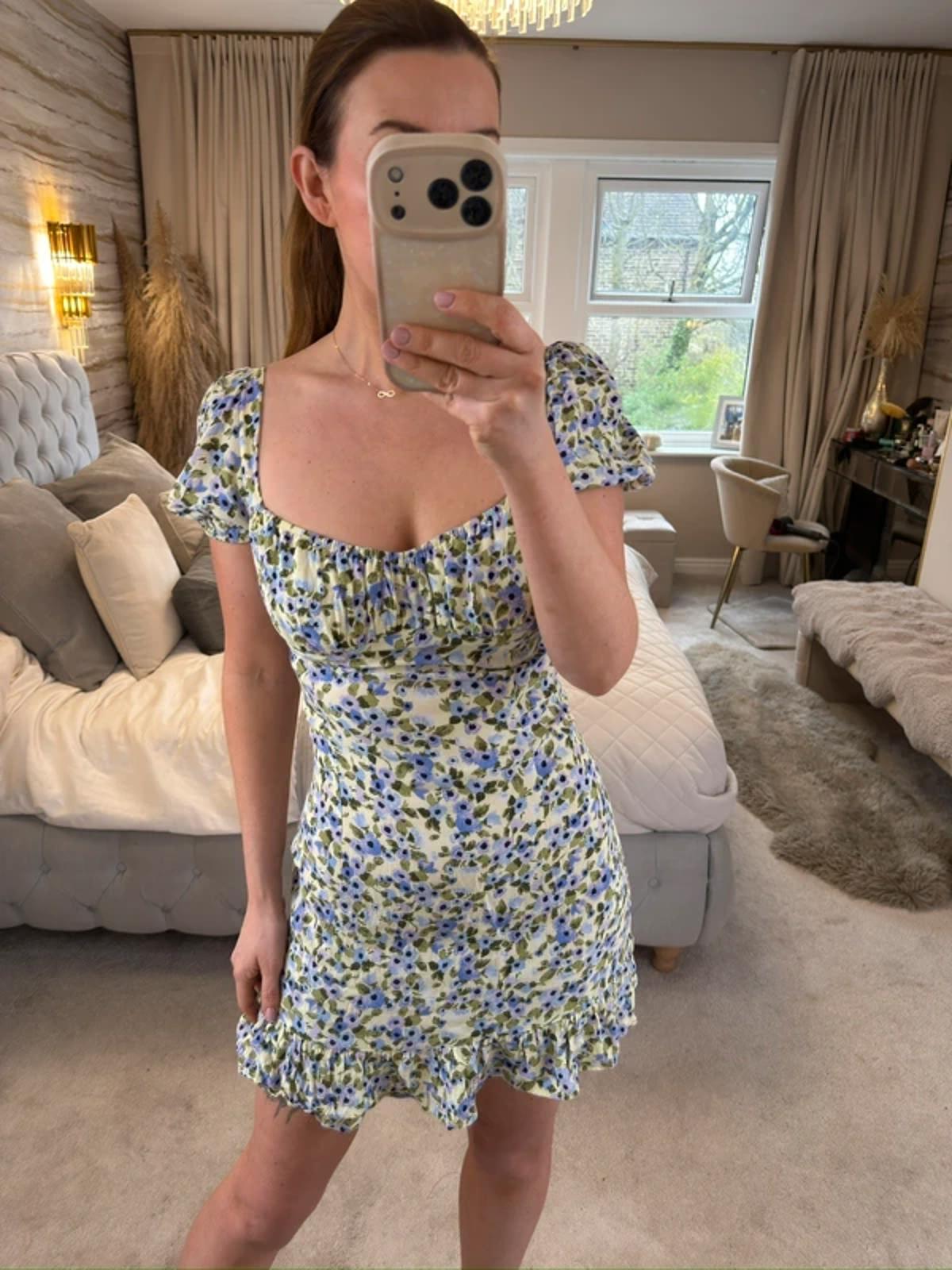 Zara Floral Lace Open Back Mini Dress Medium