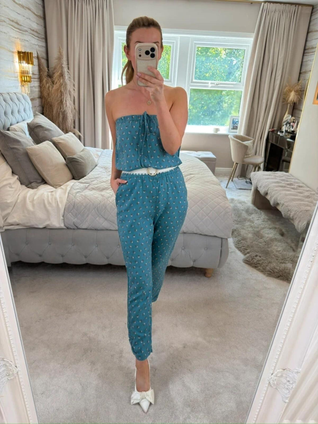 Jack Wills Blue Floral Silk Blend Jumpsuit 10
