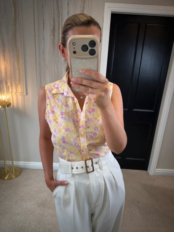 Lands End Paisley Print Sleeveless Blouse 8