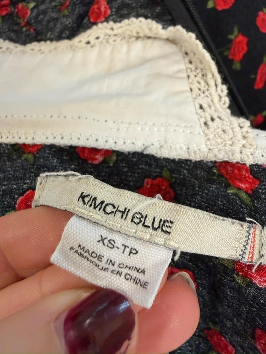 Kimchi Blue Black Rose Collared Mini Dress XS