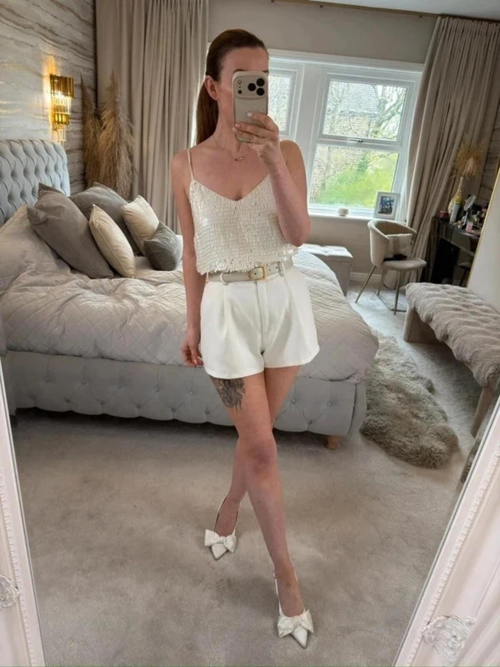 Modern Rarity Cream Sequin Blouse 12