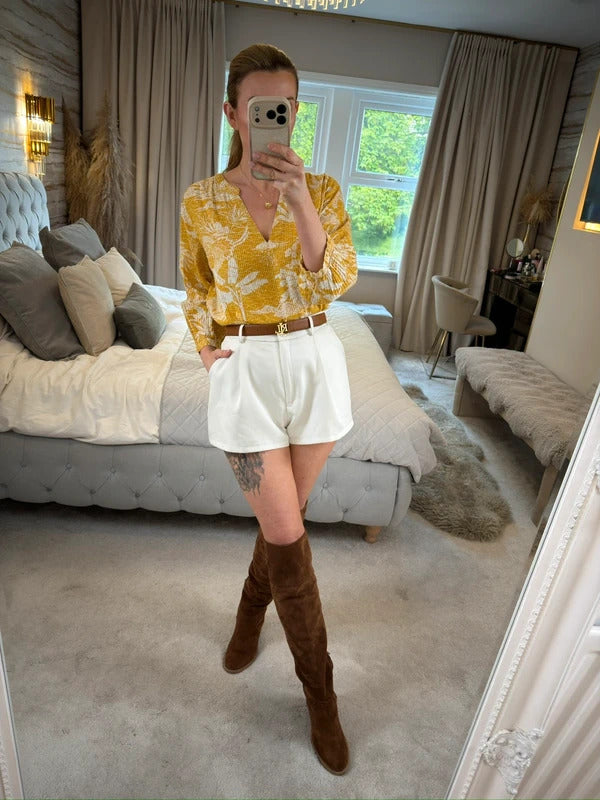 Next Mustard Yellow & White Floral Blouse 12