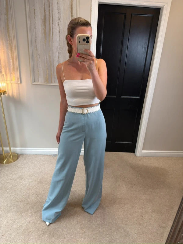 Zara Blue Wide Leg Trousers Size Medium