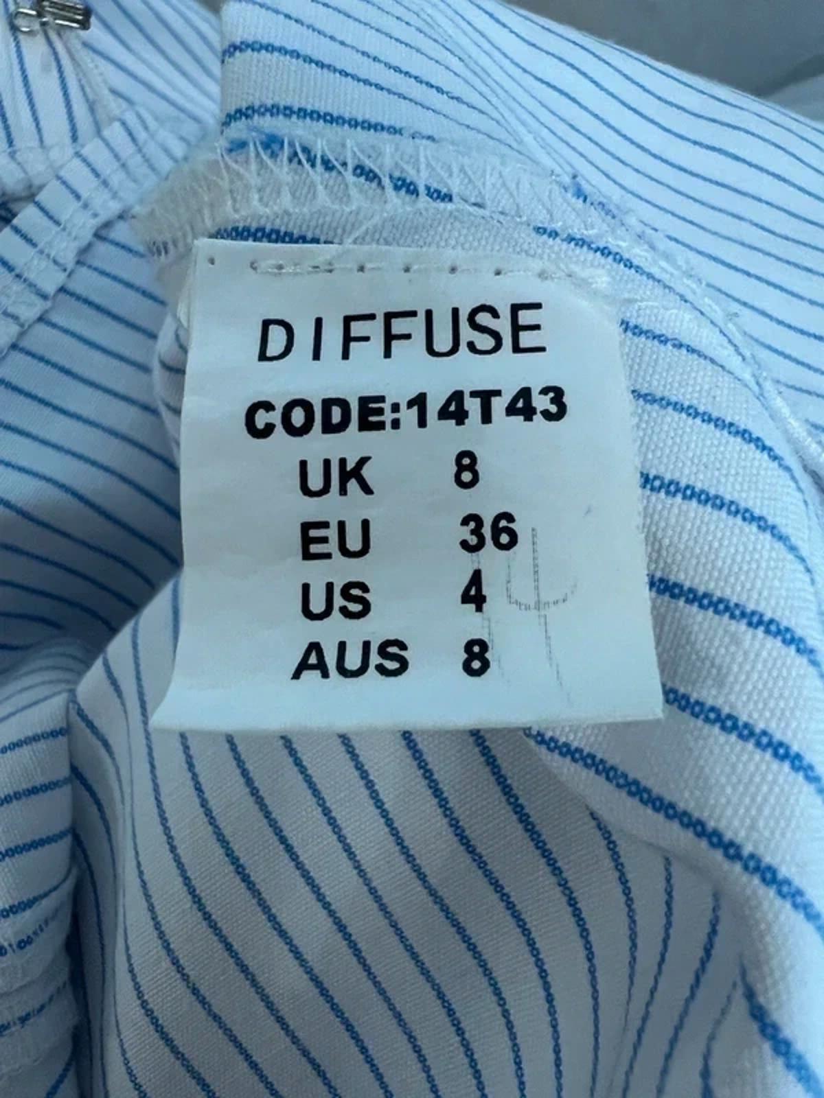 Diffuse White & Blue Stripe Off The Shoulder Blouse 8