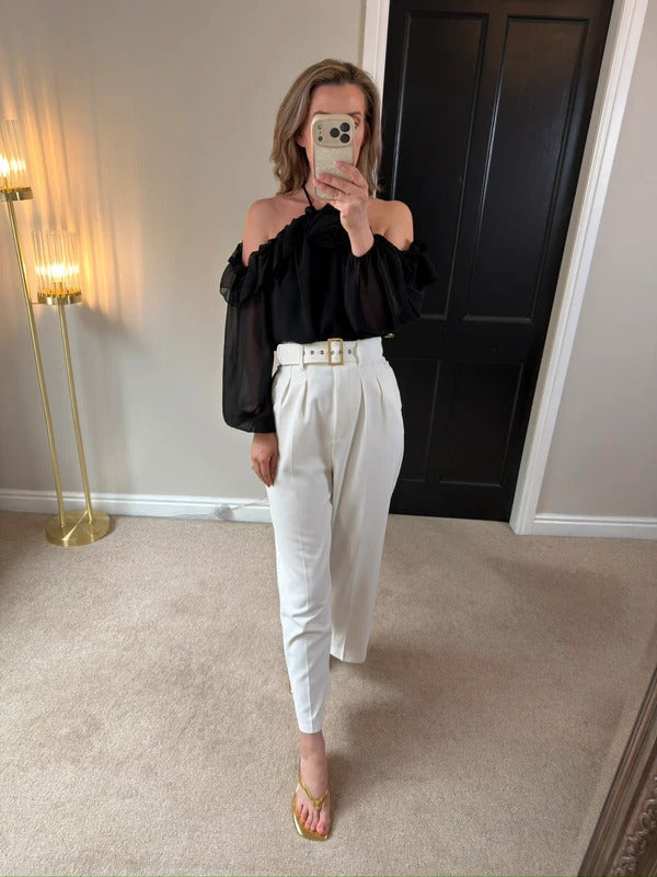 River Island Black 3D Rose Blouse 8