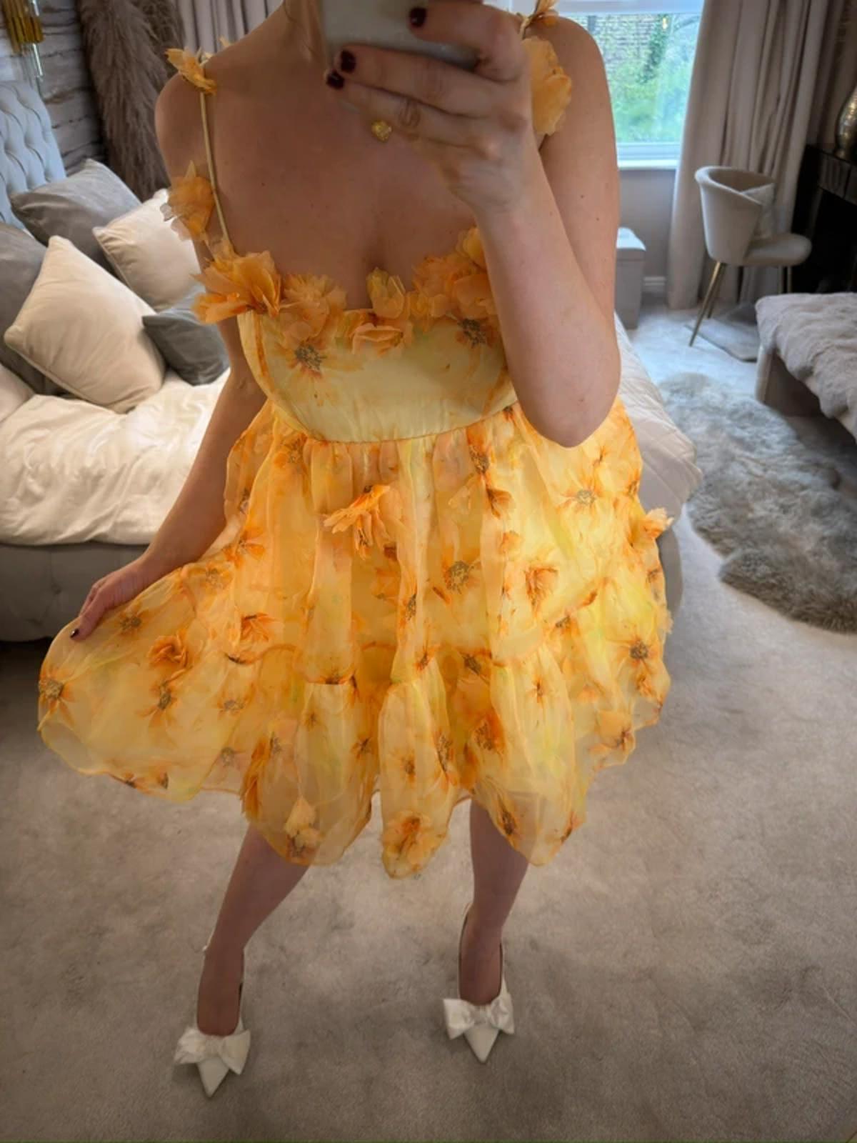 BNWT River Island Yellow 3D Floral Dress 6