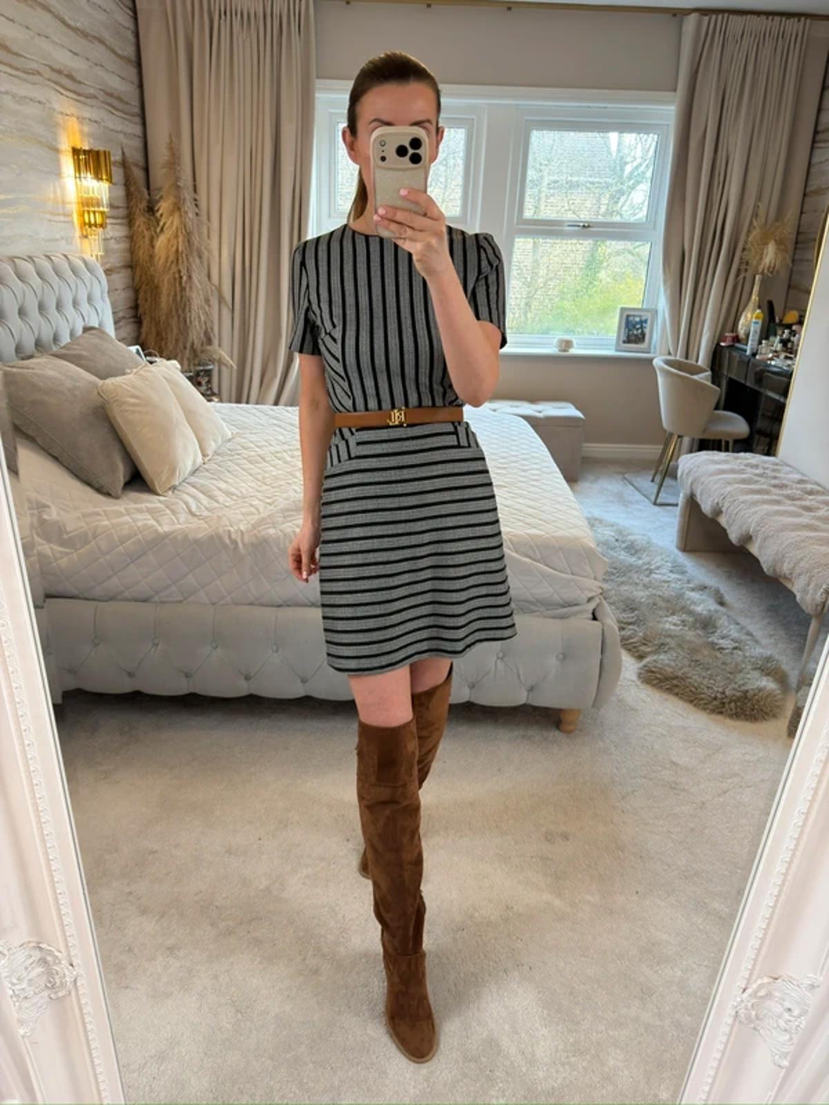 Oasis Black Striped Dress 8