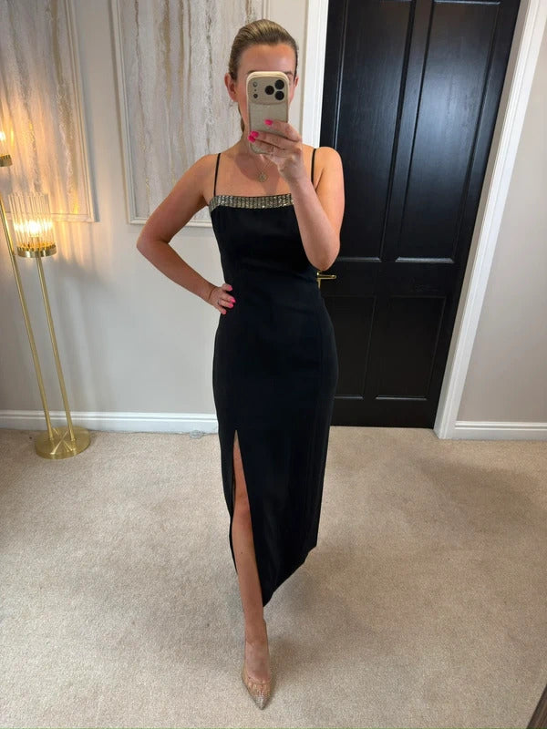 Vintage Principles Black & Silver Embellished Petite Dress Size 12
