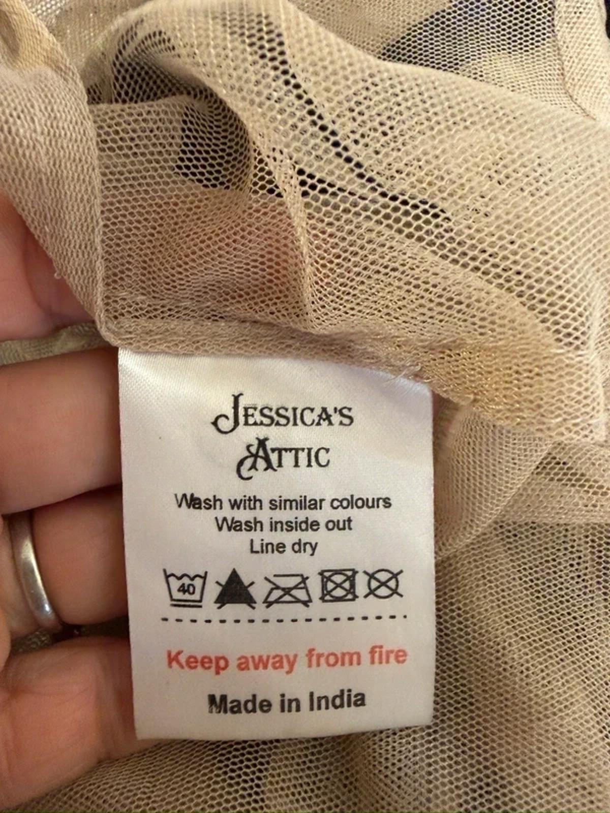 Vintage Jessica’s Attic Nude Sheer Mesh Embellished Blouse 12