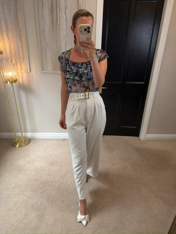 Y2K Sheer Floral Long Blouse Small