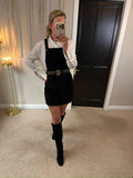 Topshop Black Corduroy Pinafore Dress 8