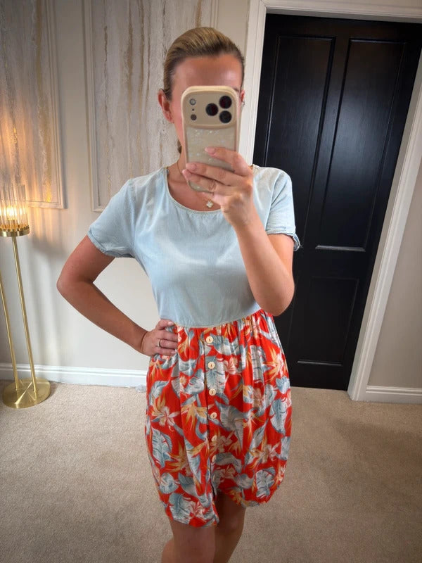 River Island Denim & Floral Mini Dress 10