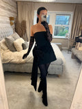 Murci Black Oversized Bow Mini Dress With Gloves 8