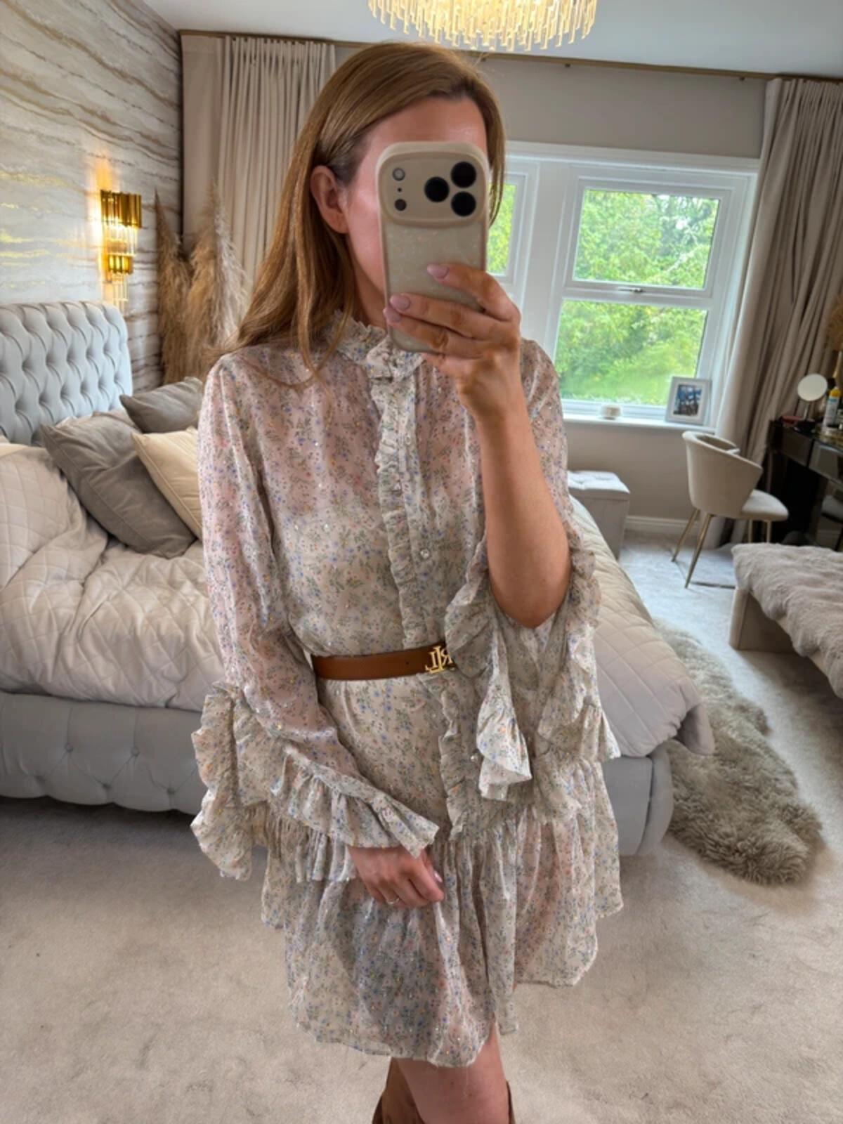 River Island Multicoloured Sheer Boho Frill Dress 10